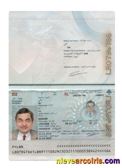 Lebanon passport 2018-present
